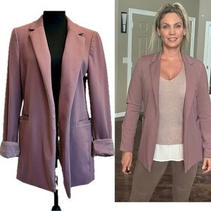 RW&CO mauve pink open front blazer long sleeve career professional business Sz L